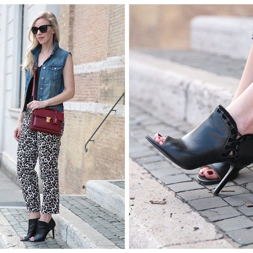 M. Sharapova by Cole Haan Black Heeled Boots with Peep-Toe  Decorative Cut-Outs